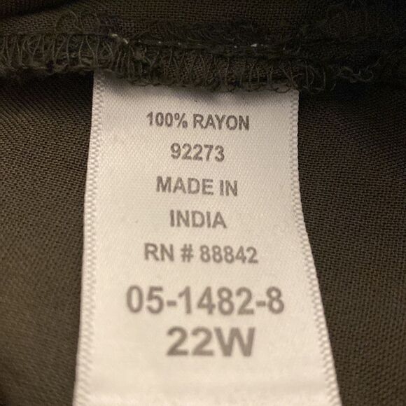 Roman’s Olive Green Short Sleeve Dress Coverup Plus Size 22W - Picture 5 of 11